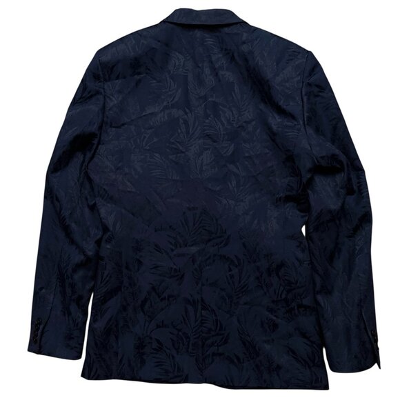 Express Blazer Jacket Mens Size 36R Sports Coat Slim Fit Floral Print Blue - Picture 2 of 6